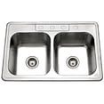 thumbnail image 1 of Houzer 3322-9BS4-1 Glowtone Double Bowl Drop-In Stainless Steel Sink, 33-by-22-by-9-Inch, 1 of 4