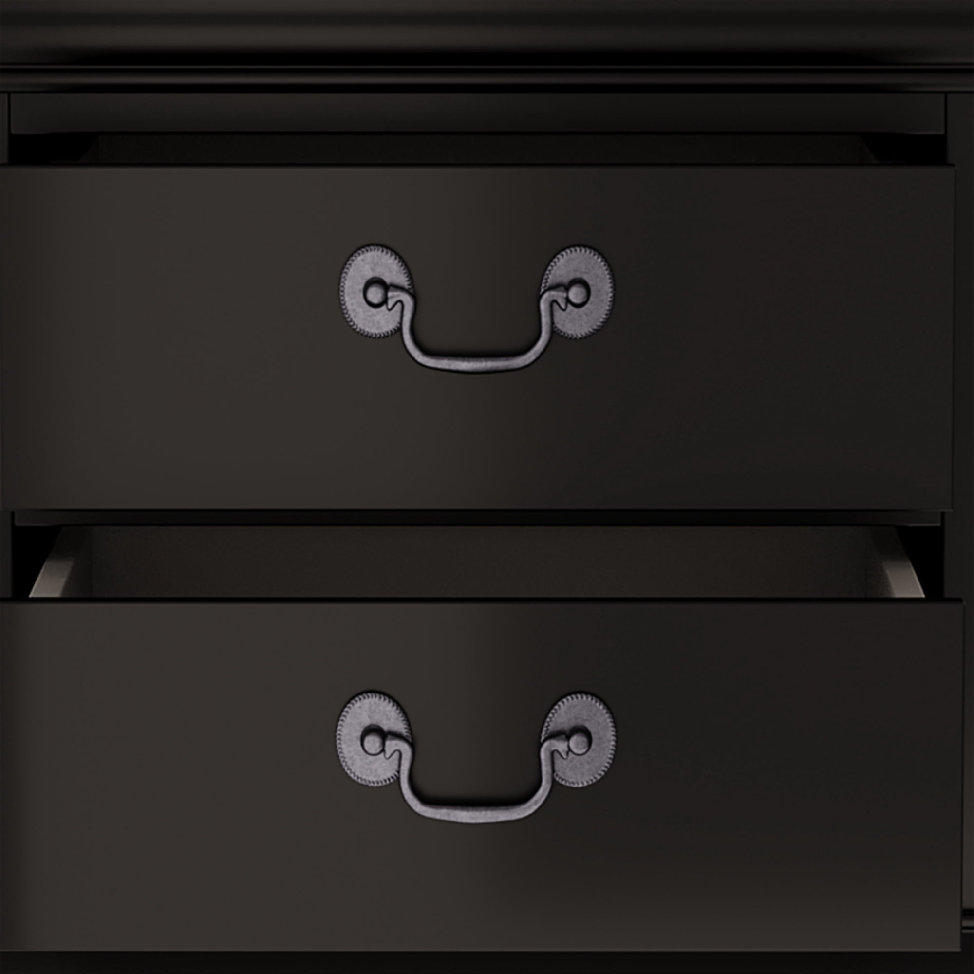 Traditional 2-Drawer Black Nightstand with Storage