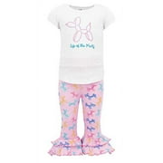 Girls Life of The Party Flare Pant Birthday Outfit (12m) Pink