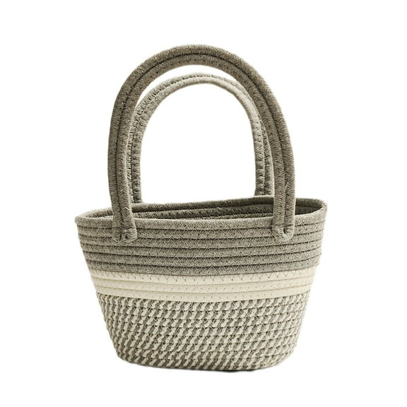 Woven Straw Bucket Beach Bag, Summer Handmade Tote Bag with Soft Lining for Women Travel & Shopping