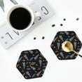 thumbnail image 5 of Pofeuu Space Rocket Print Leather Coasters Set of 6, Round Cups Mugs Mat Pad for Home Kitchen Heat Resistant Drink Coasters,Hexagon, 5 of 7
