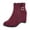 Purple, variant on Womens Round Toe Ankle Boots Hidden Wedge Heeled Short Booties Suede Fashion Belt Fall Winter Dress Boots