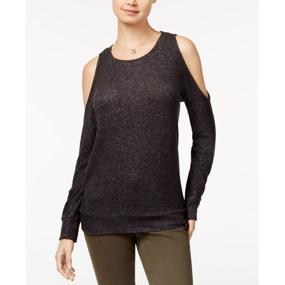 Hippie Rose Juniors Cold Shoulder Cozy Sweatshirt Charcoal XL