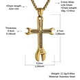 thumbnail image 6 of HZMAN Cross Necklace for Men Stainless Steel Bible Verse Philippians 4:13 I CAN DO ALL THINGS Wrench Cross Pendant Necklace (Gold), 6 of 6