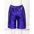 thumbnail image 6 of Sinleey Kids Boys Girls Shiny Metallic Hip Hop Dance Shorts Loose Elastic Waistband Leather Blue 110, 6 of 7