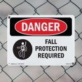 thumbnail image 4 of Fall Protection Required OSHA Danger Rigid Plastic Sign 18 Inch x 12 Inch - 5 Pack, 4 of 8