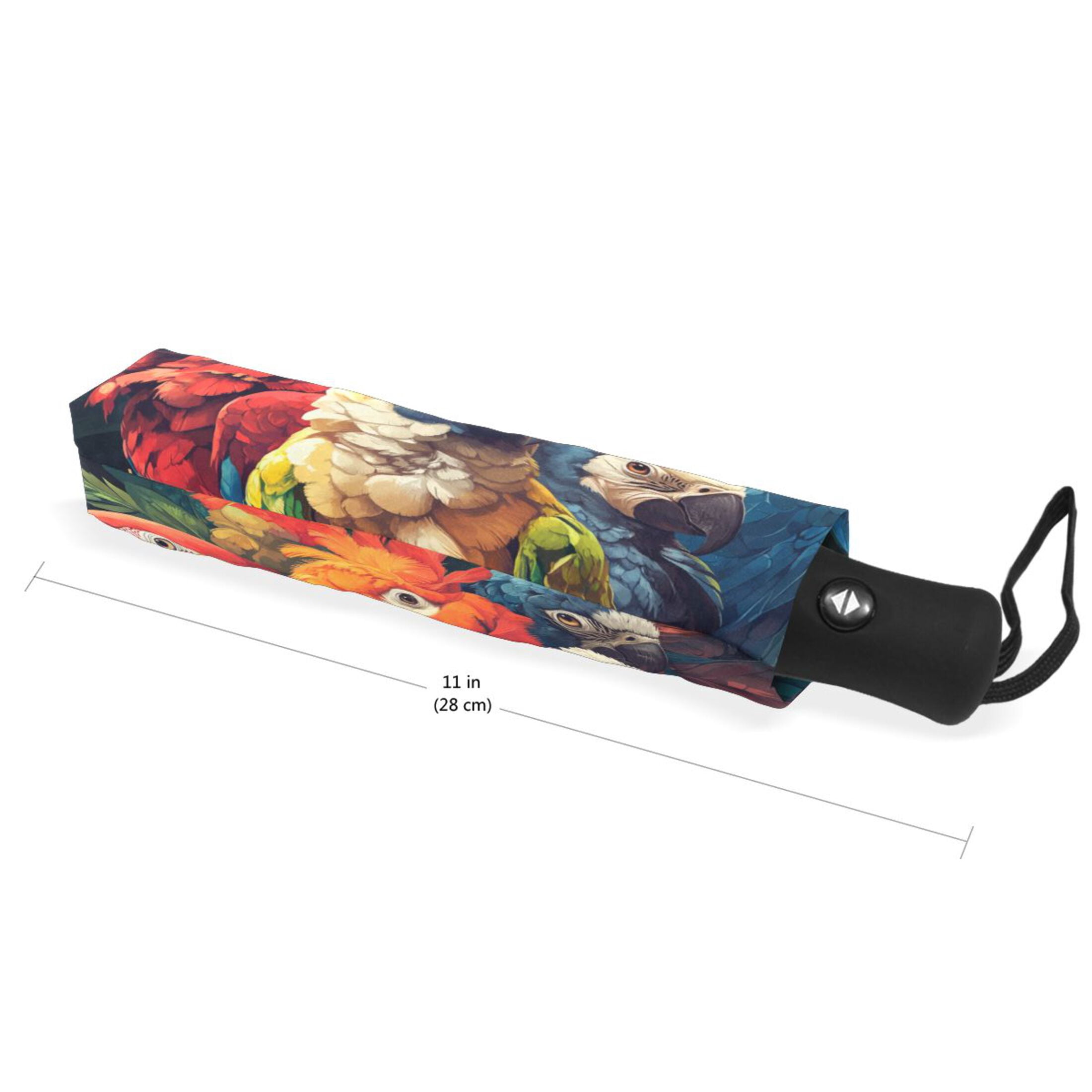 BZSMCE One-Touch Auto Open Close Rain Umbrella With Creative Rainbow Of Parrots Pattern