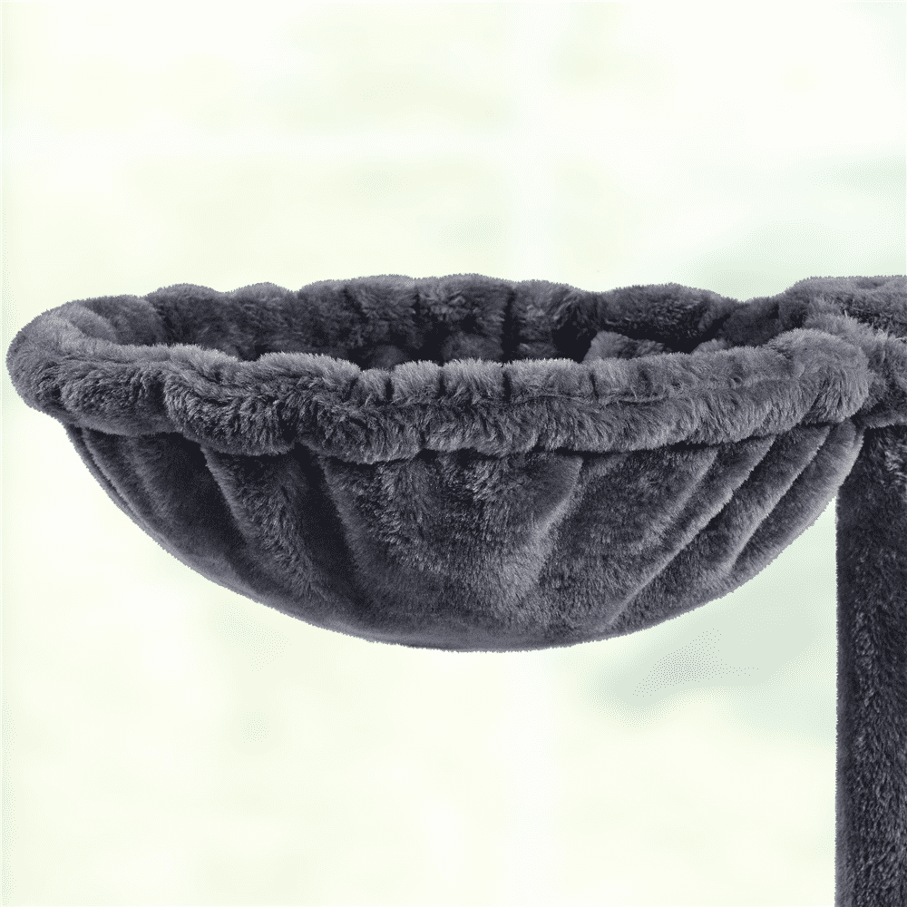 Alden Design 54" Cat Tree with Hammock, Basket and Scratching Post Tower, Dark Gray