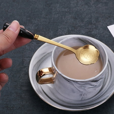 

Moocorvic Clearance Stainless Steel Coffee Stirring Spoon With Ceramic Handle Golden Flower Spoon