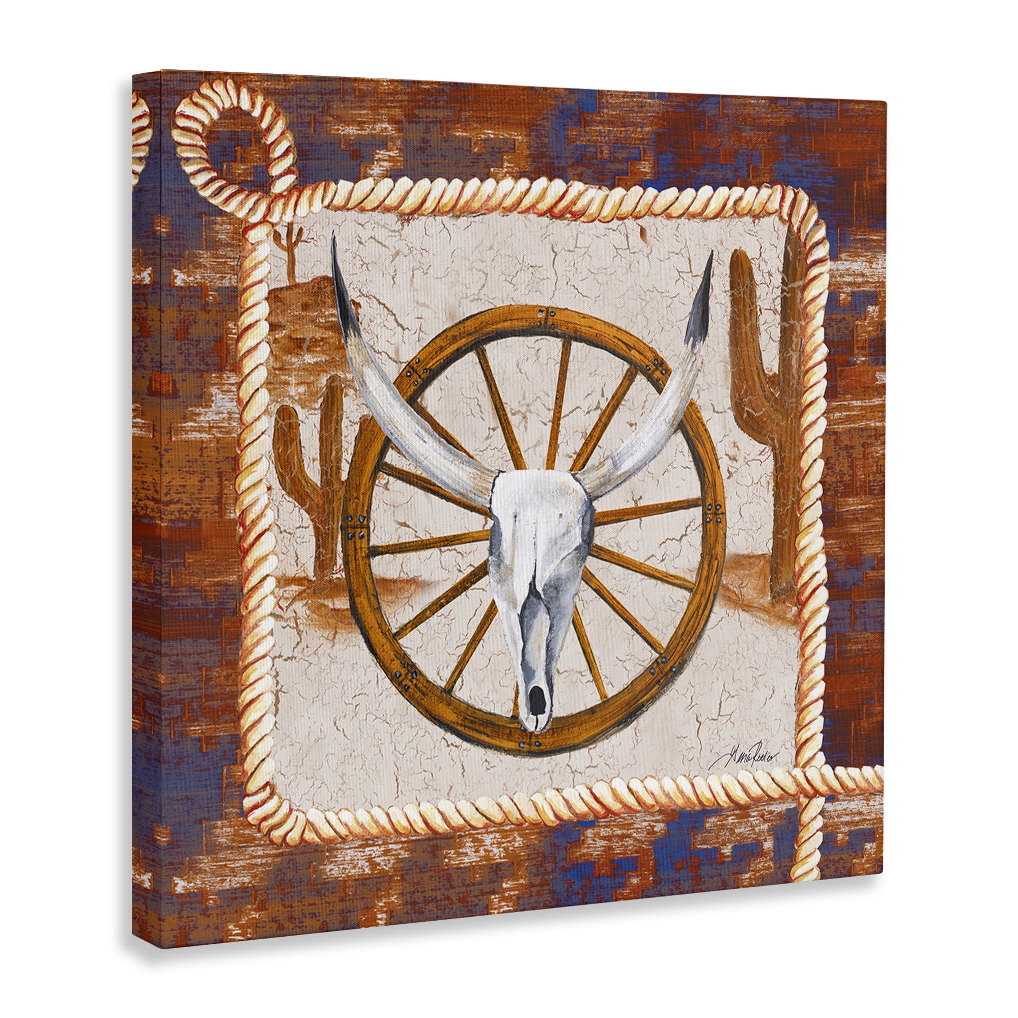 Stupell Industries Western Desert Wheel Landscape Painting Gallery Wrapped Canvas Art Print Wall Art, 30 x 30