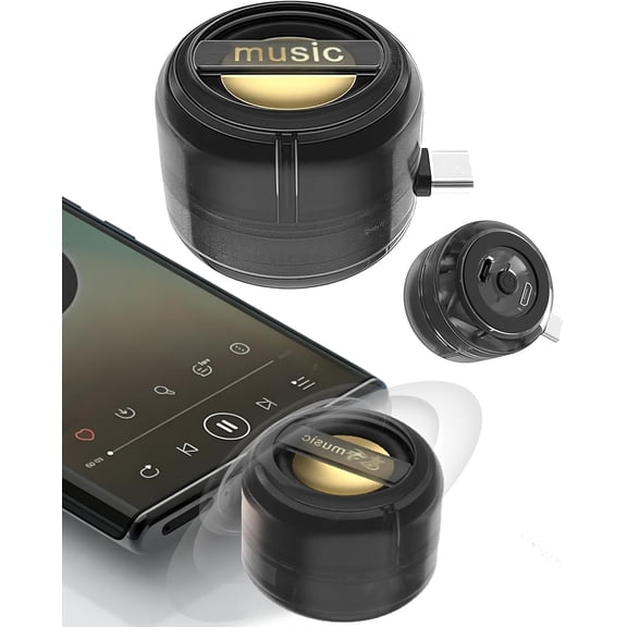 Portable 5x Phone Speaker Amplifier, Plug & Play Cell Phone Speaker Amplifier with 3.5mm & Type-C Input, Clear Sound Booster for Smartphone, Tablet & Laptop for Music/Musical Instruments (Type-C-A)