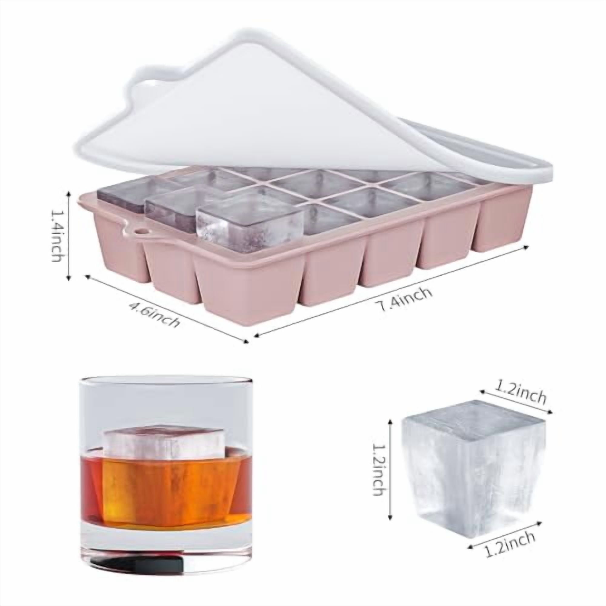 Silicone Ice Cube Tray 3 Pack with Lids, Easy Release Ice Cube Molds for Freezer, Stackable Cube Molds for Cocktail, Whiskey, and Party Drinks, Blue Pink Green