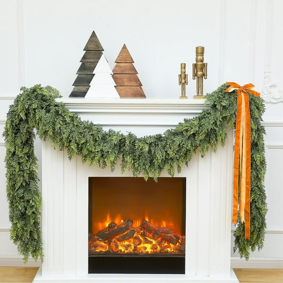 1 Pcs 9ft Christmas Cedar Garland Artificial Realistic Soft and Thickness Green Faux Cedar Pine Garland for Home Fireplace Indoor Outdoor Holiday Party Decoration