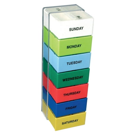 The 7 Day Color 2 Compartment Deep Capacity Pill Boxes