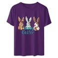 thumbnail image 4 of UPPADA Easter Femmes Oeufs Imprimé T-Shirts Heureux Easter Graphique Bunny Lapin Mignon T-Shirts Manches Courtes Décontracté Col Rond T-Shirts Été Basique Coupe Régulière Chandails Violet,TG, 4 of 5