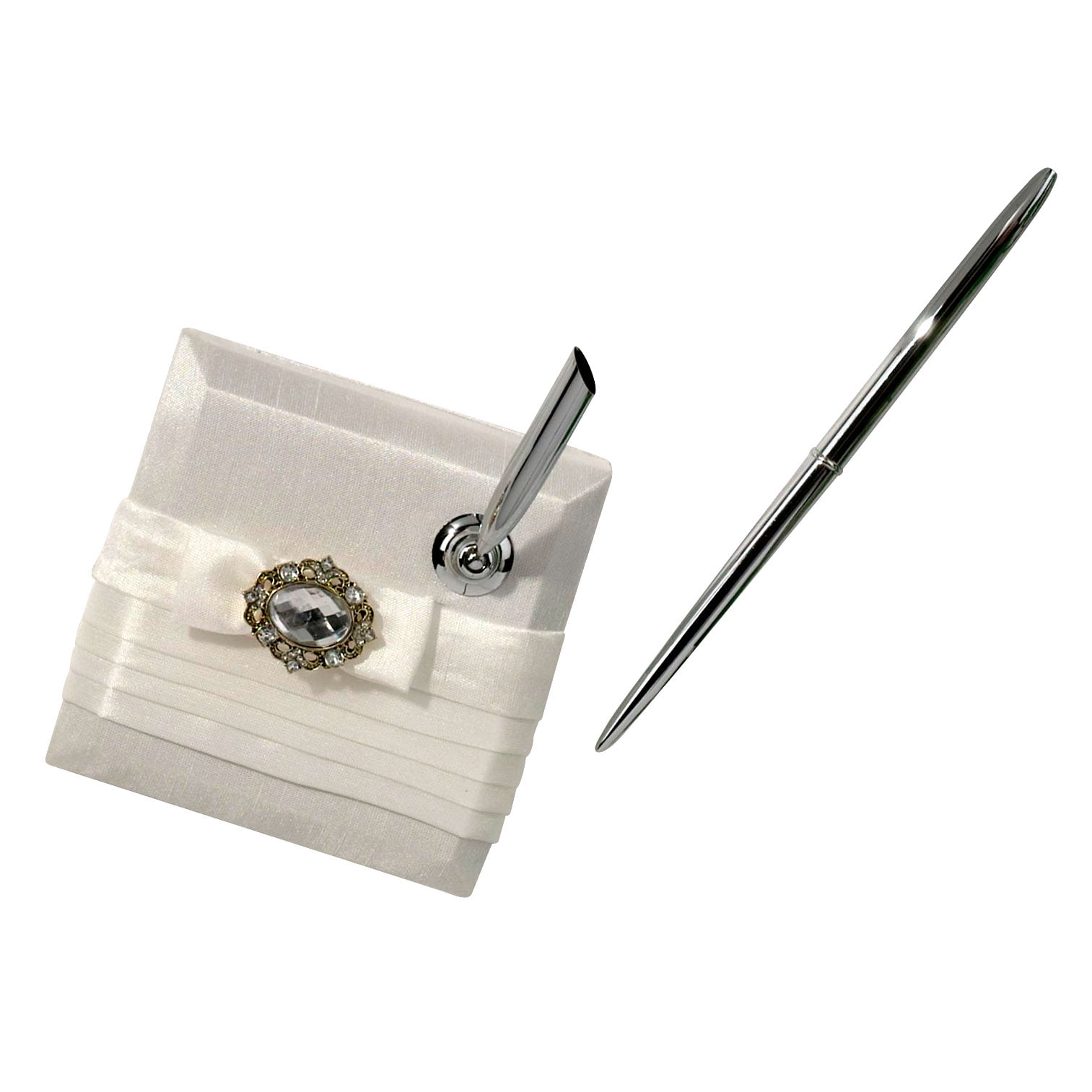 Lillian Rose White Wedding Signing Pen with Rhinestones