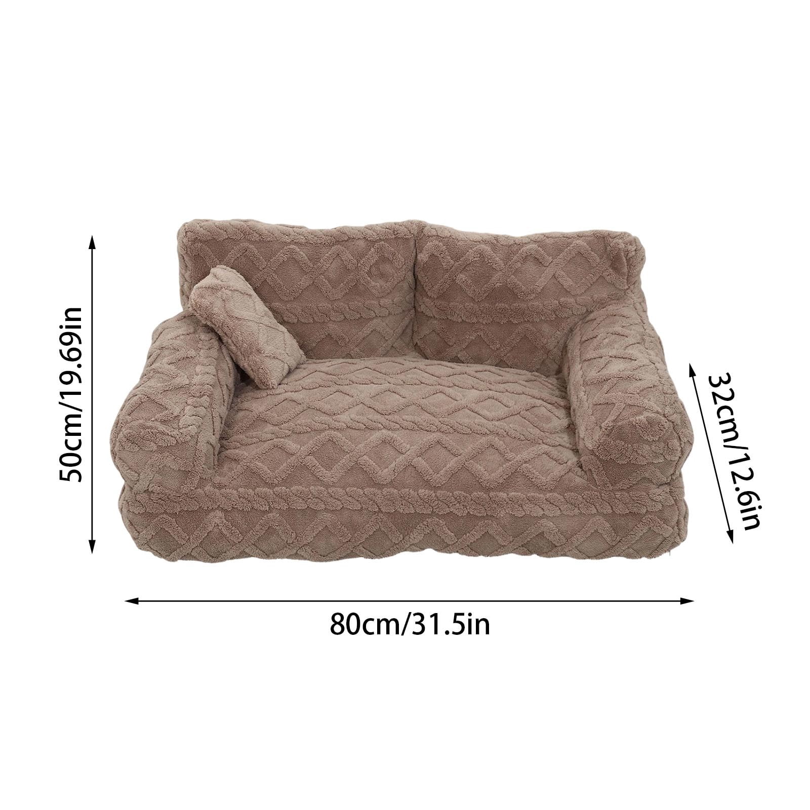 Orthopedic Pet Sofa Bed Removable Washable Plush Cushion Supportive Calming Sleeping Couch for Small Medium Dog Cat Indoor Rest White - XL
