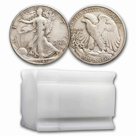 1941-S Walking Liberty Halves 20-Coin Roll Avg Circ