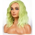 thumbnail image 2 of BERON Green Ombre Short Curly Wavy Hair Wig for Women Girls Side Part Heat Resistant Synthetic Hair Wigs Movie Costume Cosplay Daily Use, 2 of 4