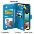 thumbnail image 6 of Compatible with Samsung Galaxy A51 5G/A 51 5G UW Verizon Wallet Phone Case and Tempered Glass Screen Protector Flower Faux Leather Flip Credit Card Holder Stand Zipper Cell Cover for 51A Women Blue, 6 of 9
