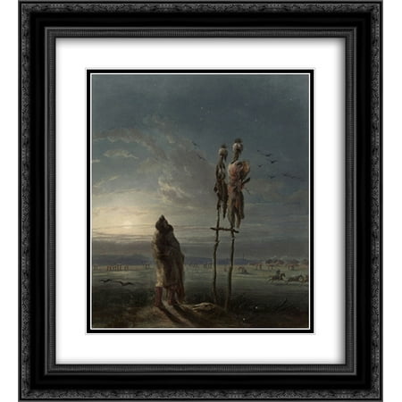 Karl Bodmer 2x Matted 20x24 Black Ornate Framed Art Print 'Idols of the Mandan Indians, plate 25 from volume 2 of `Travels in the Interior of North