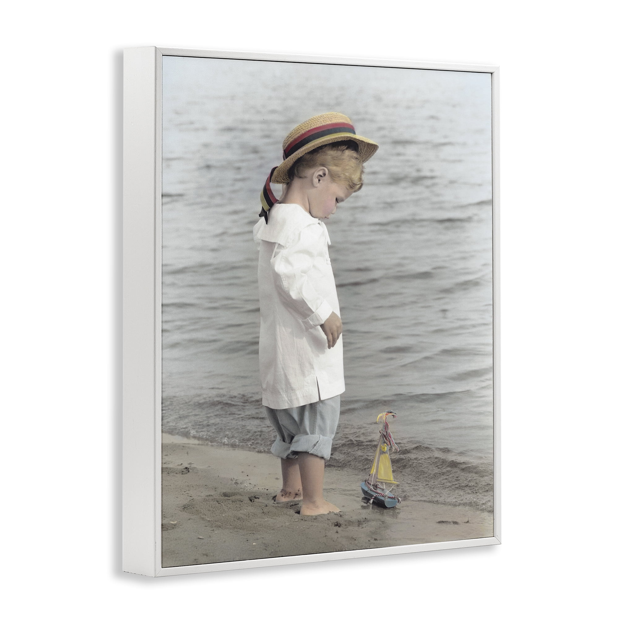 Stupell Industries Child on Beach Shore White Framed Giclee Art, design by Kendra Dew