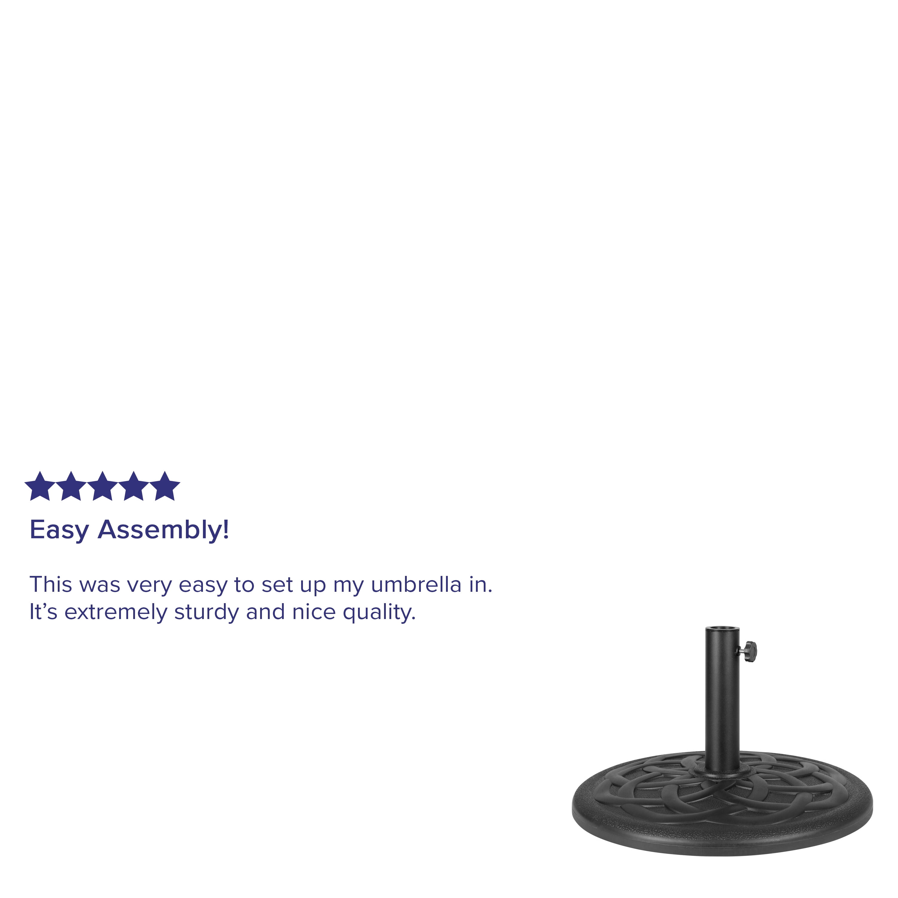 Flash Furniture Kona Universal Black Cement Patio Umbrella Base with Weatherproof Plastic Polymer Coating - 19.25" Diameter