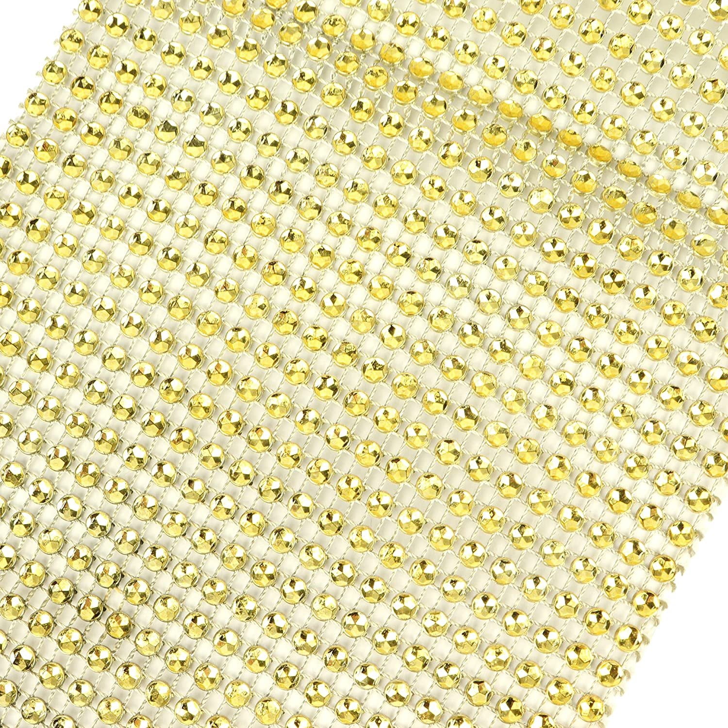 O'Creme Rhinestone Mesh Ribbon Wrap 24 Row 4-1/2 Inch Wide x 10 Yards, Gold
