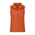 thumbnail image 5 of IHengLiXing Summer Tops for Women SleevelessPlus Size Shirts for Women Clearance Under $10Summer Clothes for Women Outfits Orange Women's Casual Solid Color Sleeveless Button-up Top Shirts XL, 5 of 7