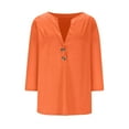 thumbnail image 4 of Stamzod Womens Blouses Dressy Casual Three Quarter Sleeve Tops Woman V Neck Business Work Blouses Plus Size Spring Clothes for Women Orange B S, 4 of 6