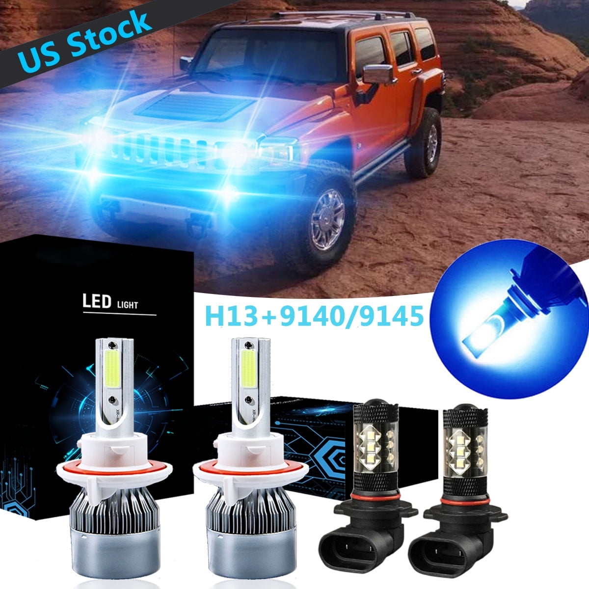 SHENKENUO For 20062010 Hummer H3 Combo 8000K LED Headlight High Low