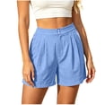 thumbnail image 2 of ByworldtasicNo Boundaries Women's Casual Shorts Pleated High Waist Wide Leg Elastic Comfy Trendy Shorts with Pockets, 2 of 8
