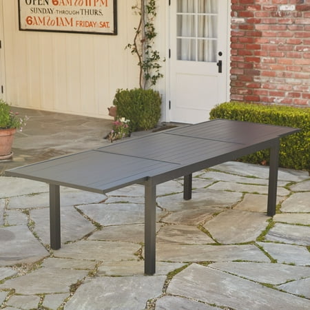 Hanover Naples 11 Pcs Aluminum Outdoor Dining Set, Gray