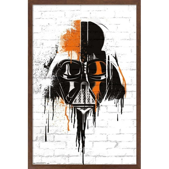 Star Wars: Saga - Vader Black And Orange Wall Poster, 14.725" x 22.375", Framed