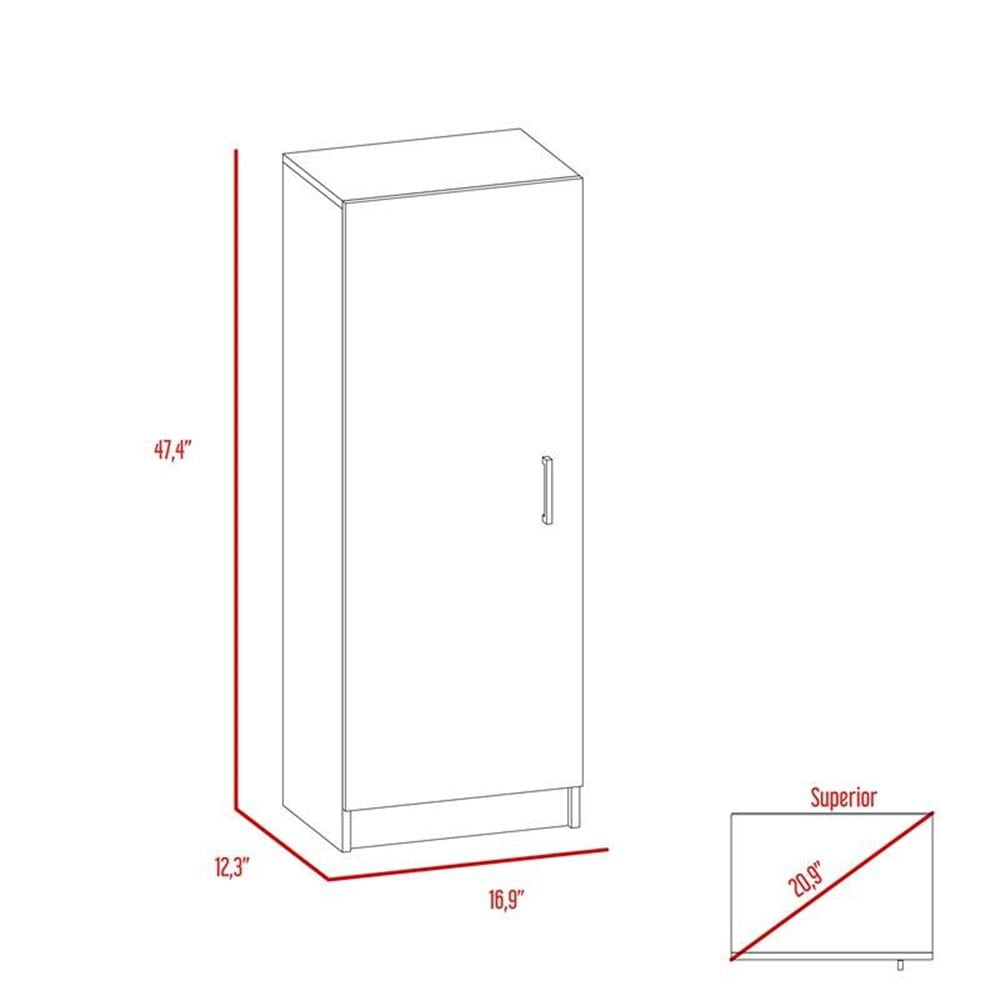 TUHOME Furniture Belleria 47" High Wood Pantry Cabinet in White