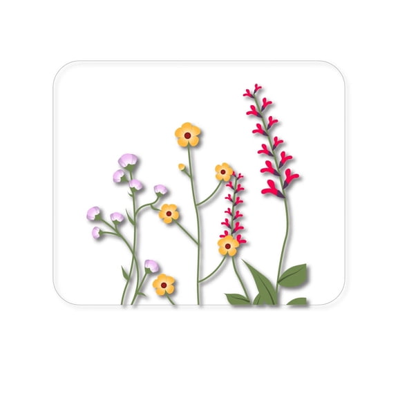 DistinctInk Mouse Pad - 1/4" Foam Rubber - Wildflowers Yellow Pink Purple