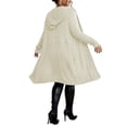 thumbnail image 3 of Cárdigan informal liso con capucha, manga larga, color beige, talla grande (para mujer), 3 of 5