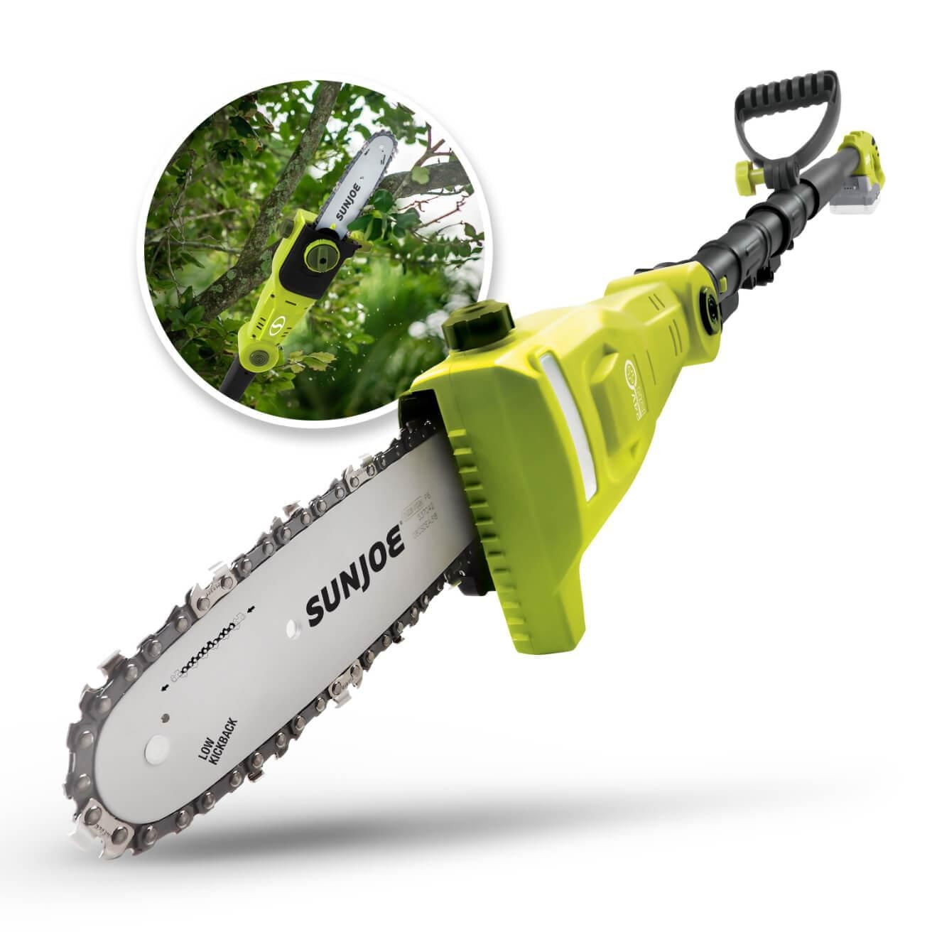 Sun Joe 24V-PS8-LTE 24-Volt iON+ Cordless Telescoping Pole Chainsaw Kit, 8-Inch, W/ 2.0-Ah Battery and Charger