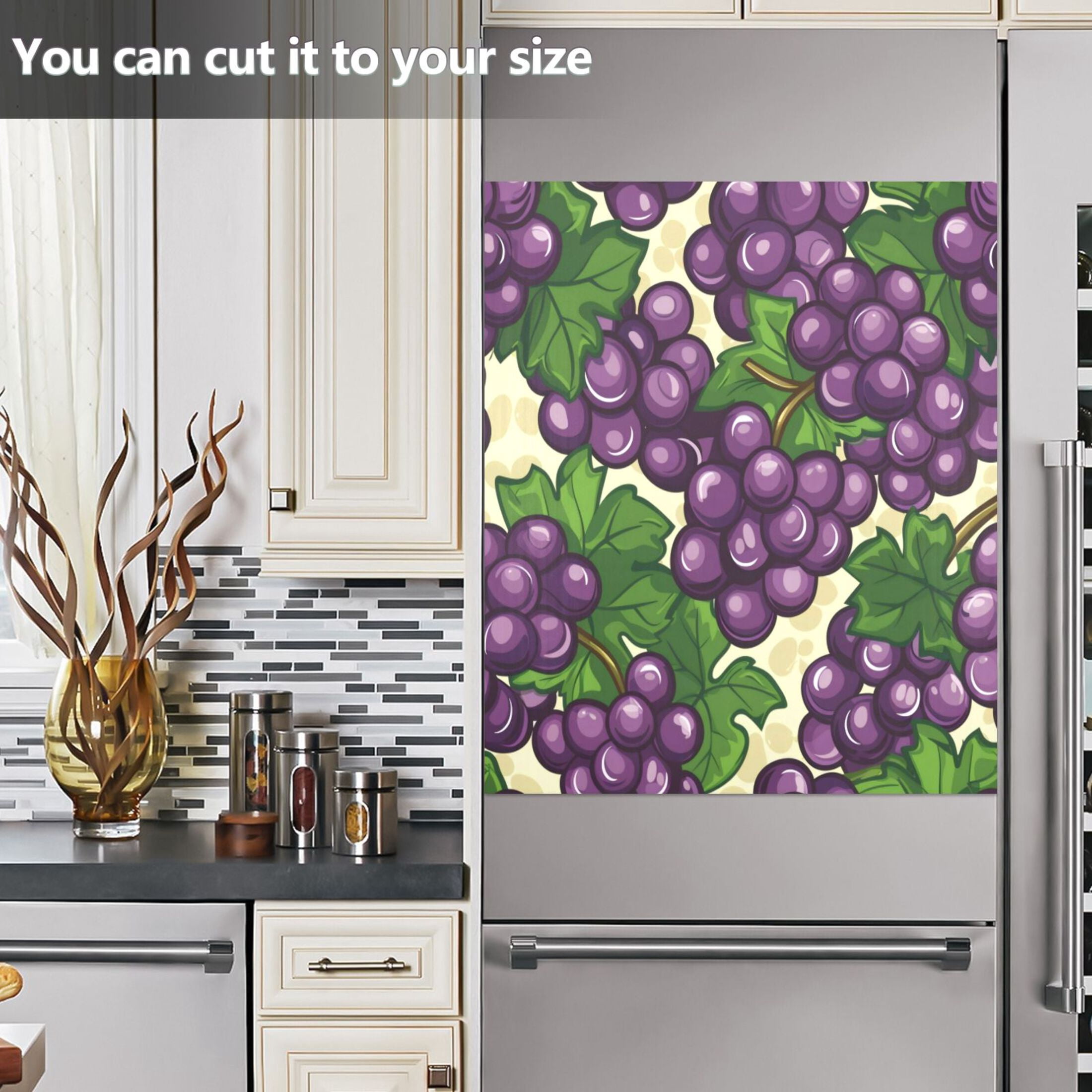 Dishwasher Magnetic Sticker 23x26 Inch Refrigerator Magnetic Sticker Washing Machine Magnetic Sticker Kitchen Panel Magnetic Sticker Home Decor Dark Purple Grape