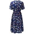 thumbnail image 4 of Icvfdpl Robe Chemise pour Femmes, Manches Courtes Imprimé Col en V Maxi Slim avec Ceinture Robe d'Été Décontractée pour Femmes,m, 4 of 7