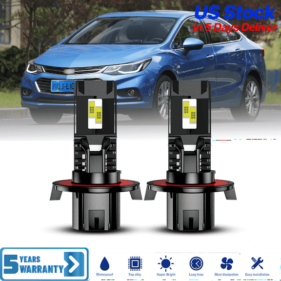 Premium LED Upgrade Kit - H13/9008 LED Headlight Kit - Compatible with Chevy Cruze 2011-2015 – 2 Pack High Low Beam Lamp Set – Fan 48,000LM LED Replacement Bulb Kit