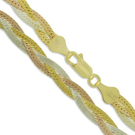 - Sterling Silver Tri Braided Herringbone Necklace 5mm 925 Italy Chain 8