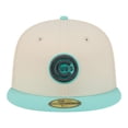 thumbnail image 2 of Men's New Era Light Beige/Turquoise Chicago Cubs Two-Tone Color Pack 59FIFTY Fitted Hat, 2 of 5