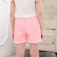 thumbnail image 5 of Nrmvnmi Girls Spring And Summer Hole Denim Shorts Solid Color Elastic Waist Comfy Shorts Jeans Hemming Jean Shorts with Pockets, 5 of 5