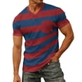 thumbnail image 4 of WAYUTE T Shirts for Man V Neck Short Sleeve Patchwork Color Striped Printed Stretch Fit Tee Tops with Front Pocket Beach Casual Outdoor T-Shirts, 4 of 7