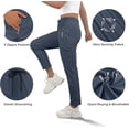 thumbnail image 4 of JWD Women's Quick Dry Stretch Athletic Pants Breathable Comfy Hiking Pants with Zipper Pockets Navy Blue M, 4 of 6
