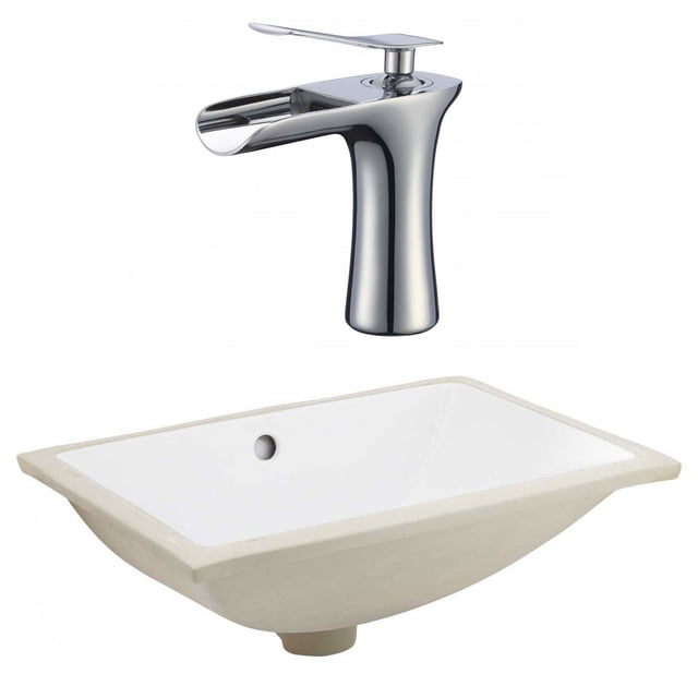 20.75-in. W CSA Rectangle Bathroom Undermount Sink Set In White - Chrome Hardware AI-23107