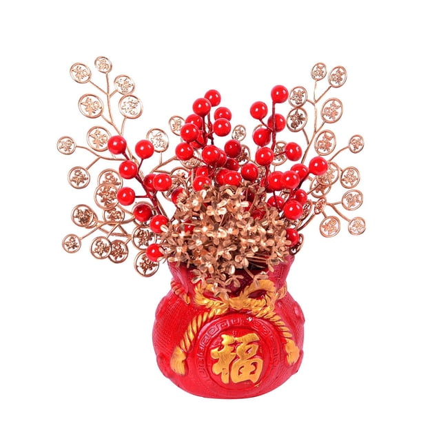 Yuarrent Chinese New Year Decoration Ceramic Vase Durable for Table Centerpiece Kits de decoración para fiestas