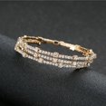 thumbnail image 3 of IKemiter Trois Rangs Strass Incrusté Bracelet Double Couches Manchette Ouverte Bracelet Extensible Réglable pour le Meilleur, 3 of 6