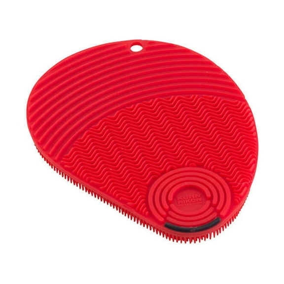 Kuhn Rikon Stay Clean Silicone Scrubber Sponge, Fin Shape, Red